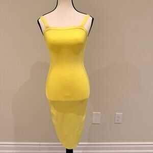 Marciano Guess Yellow Bandage Cage Back Midi Dress Bodycon - XS